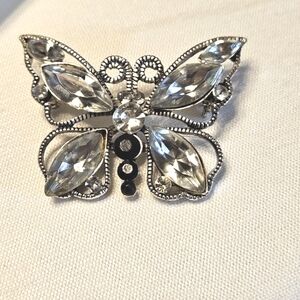 Vintage Silver and Rhinestone Butterfly Brooch